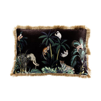 Mars & More kussen fluweel jungle olifant gouden franjes 40x60cm*