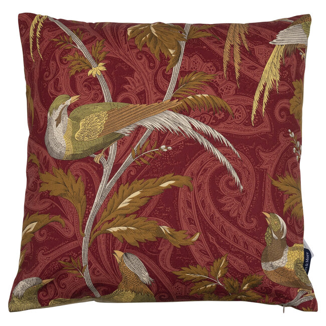 Mars & More kussen geweven paisley vogel rood 45x45cm*