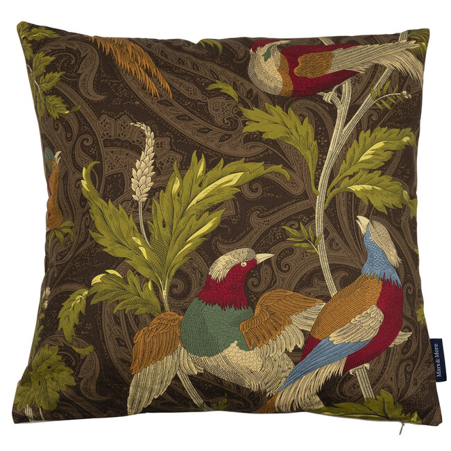 Mars & More kussen geweven paisley vogel taupe 45x45cm*
