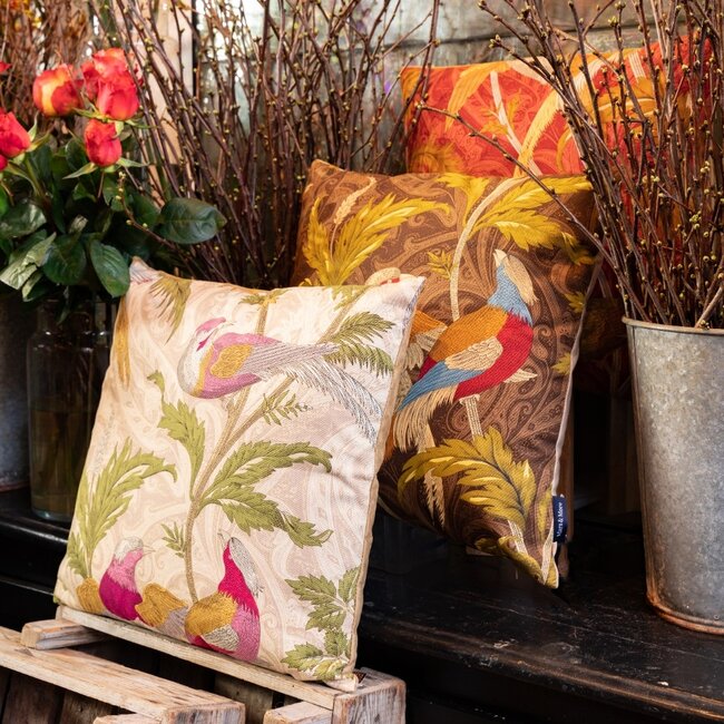 Mars & More kussen geweven paisley vogel taupe 45x45cm*