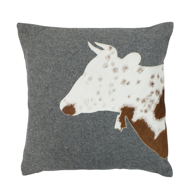 Mars & More wol grijs kussen koe kop 45x45cm
