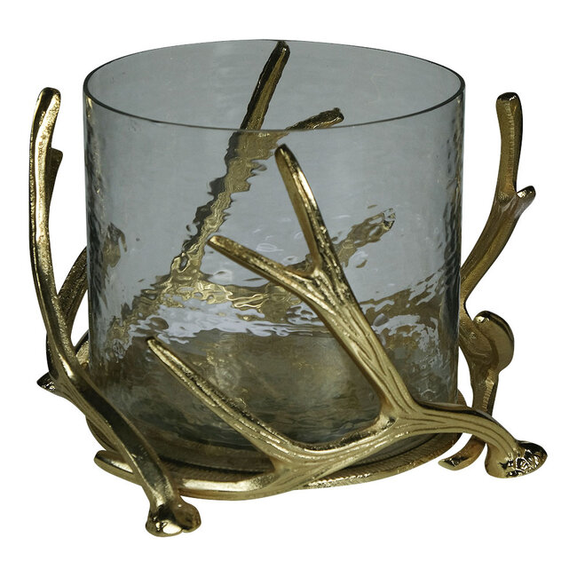 Mars & More windlicht gewei champagne goud large d28 h20cm