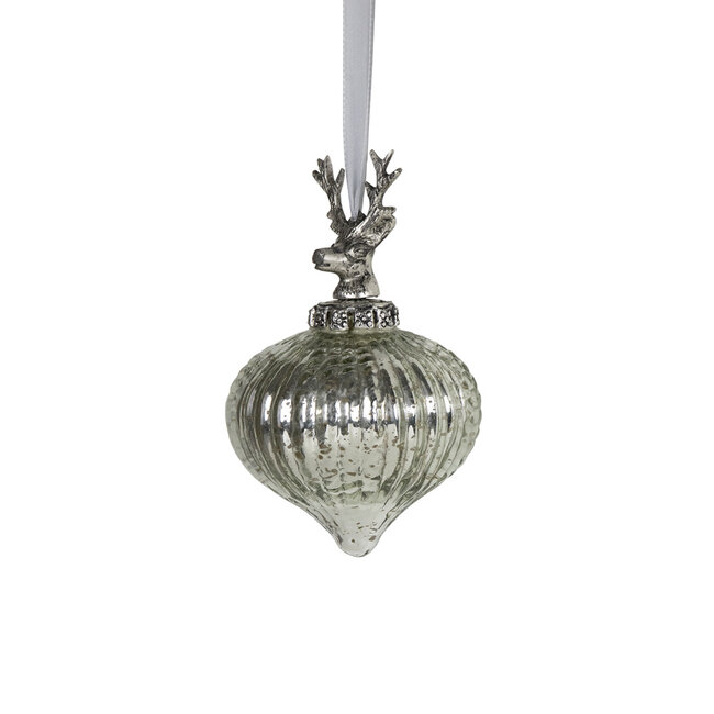 Mars & More decoratie bal gewei zilver 10cm