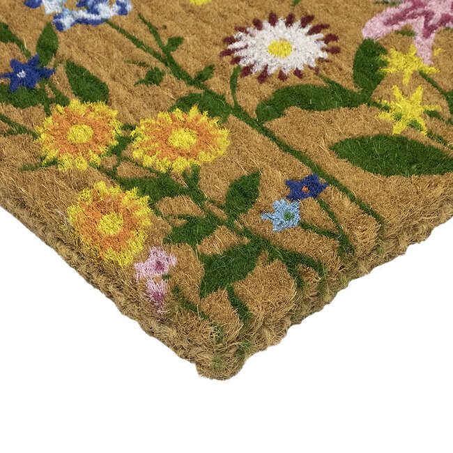 Mars & More kokosmat handgeweven wilde bloemen 75cm