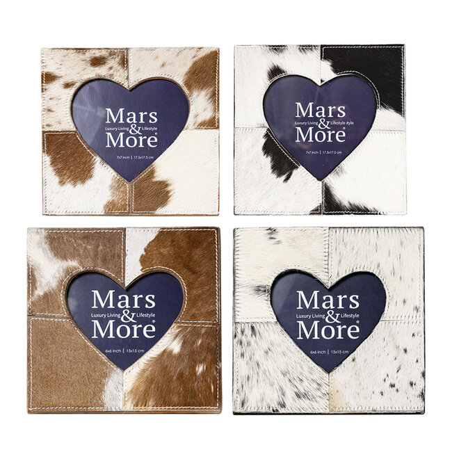 Mars & More *fotolijst koe hart bruin/wit 20x20cm*