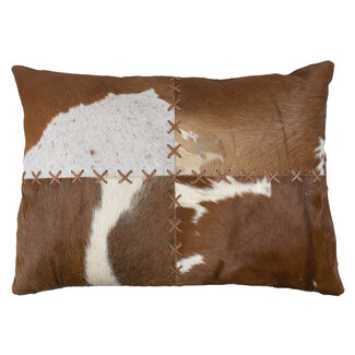 Mars & More groot kussen dekensteek koe bruin/wit 45x60cm