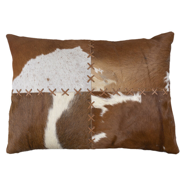 Mars & More groot kussen dekensteek koe bruin/wit 45x60cm