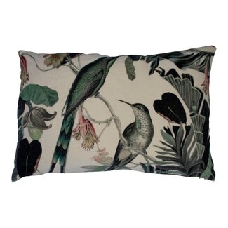 Mars & More groot kussen fluweel exotisch honing vogel 40x60cm