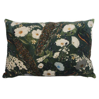 Mars & More groot kussen fluweel romantisch pauw bloem 40x60cm*