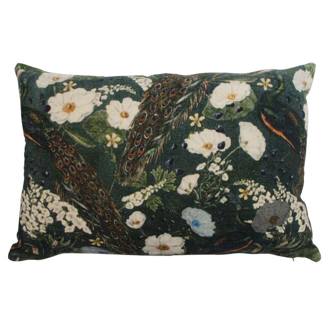 Mars & More groot kussen fluweel romantisch pauw bloem 40x60cm*