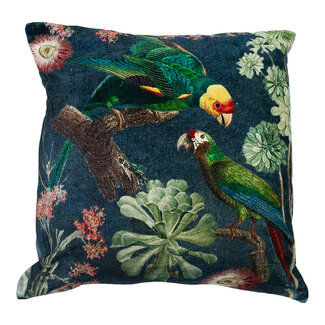 Mars & More kussen fluweel charming papegaaien groen blauw 45x45cm*