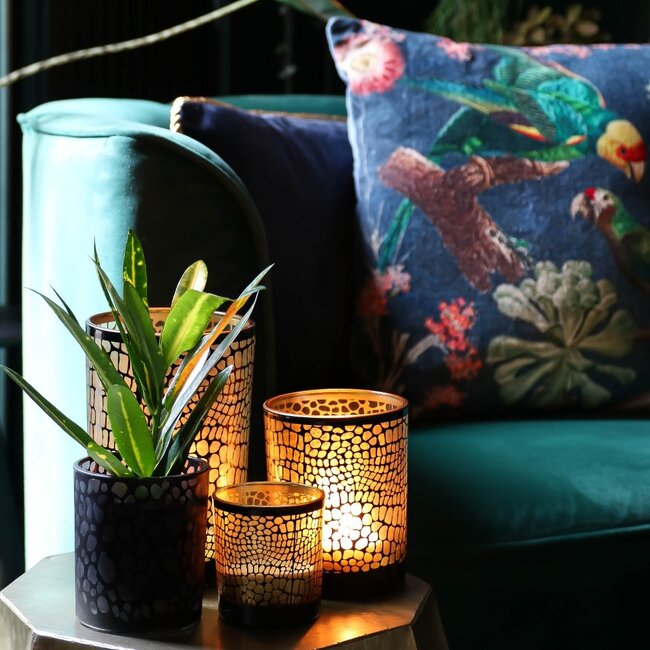 Mars & More kussen fluweel charming papegaaien groen blauw 45x45cm*