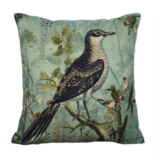 Mars & More kussen fluweel charming zanglijster 45x45cm
