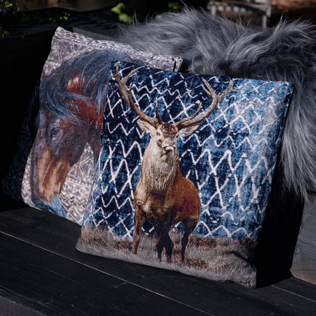 Mars & More kussen fluweel dessin met paard 45x45cm