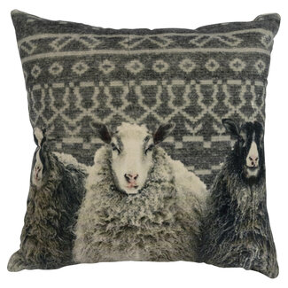 Mars & More kussen fluweel dessin met schaap 45x45cm