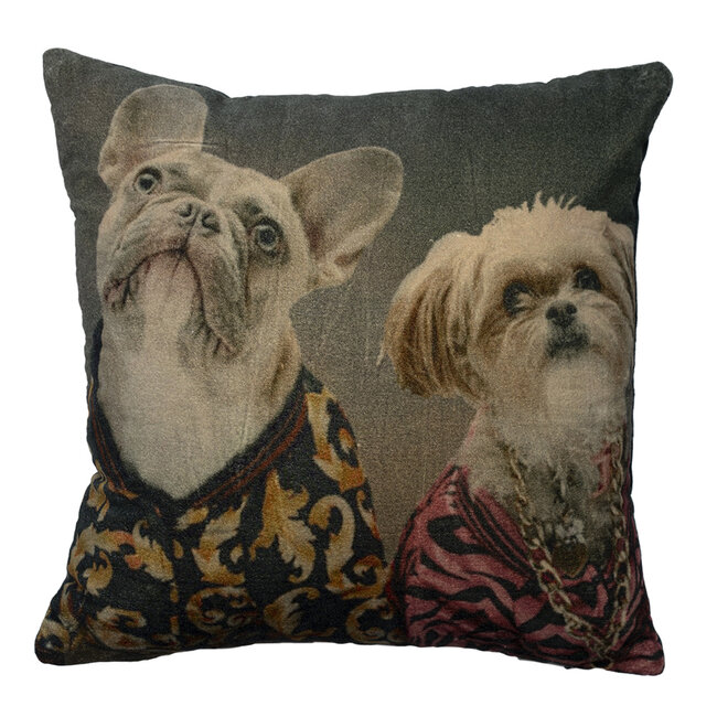 Mars & More kussen fluweel preppy honden 45x45cm*
