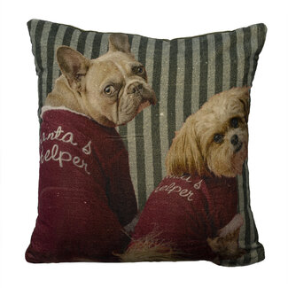 Mars & More kussen fluweel preppy kerst honden 45x45cm*