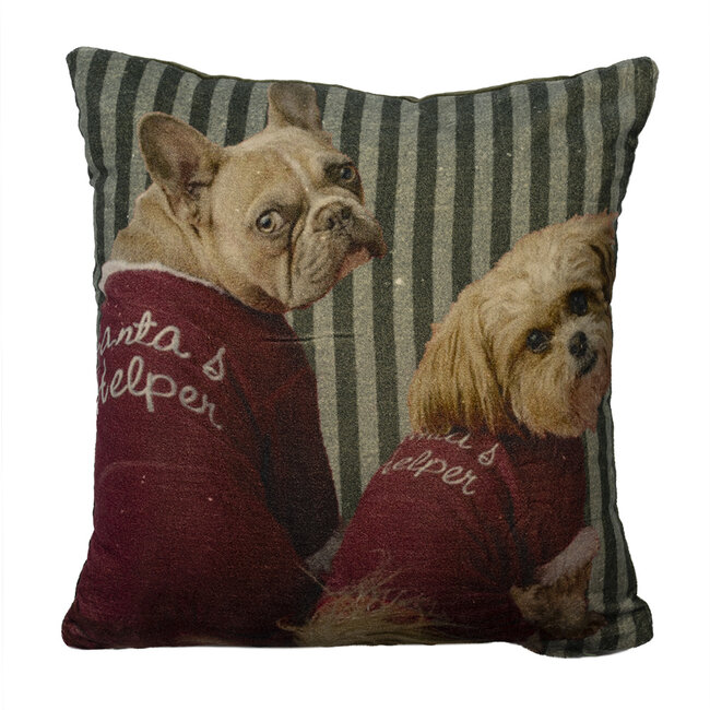 Mars & More kussen fluweel preppy kerst honden 45x45cm*