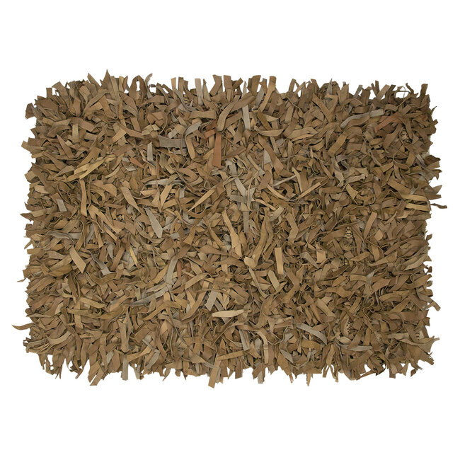 Mars & More vloerkleed gerecycled leer franjes camel 60x90cm