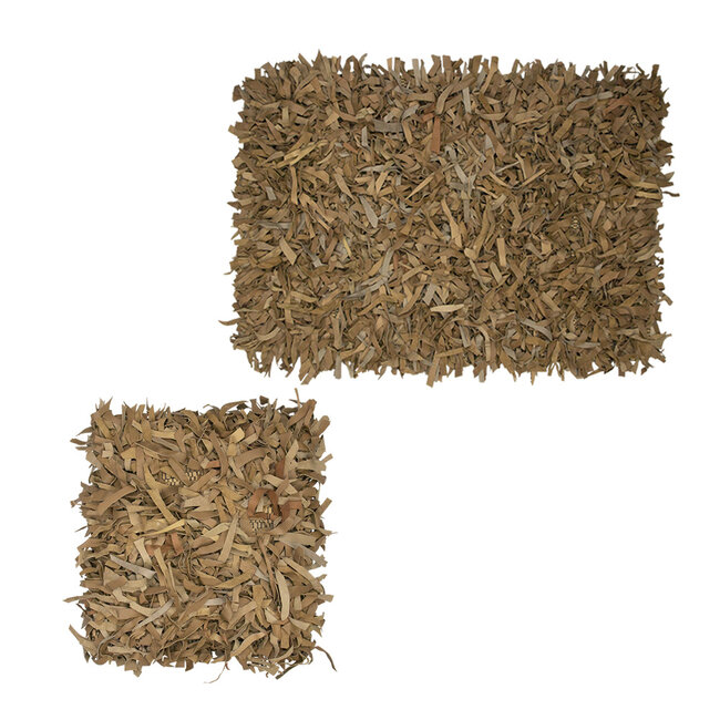 Mars & More vloerkleed gerecycled leer franjes camel 60x90cm