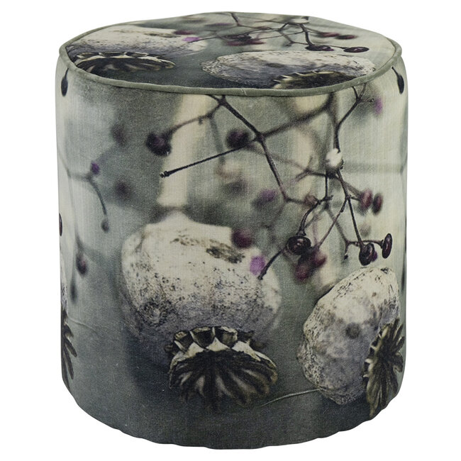 Mars & More poef fluweel natuur papaver 40x40x45cm*