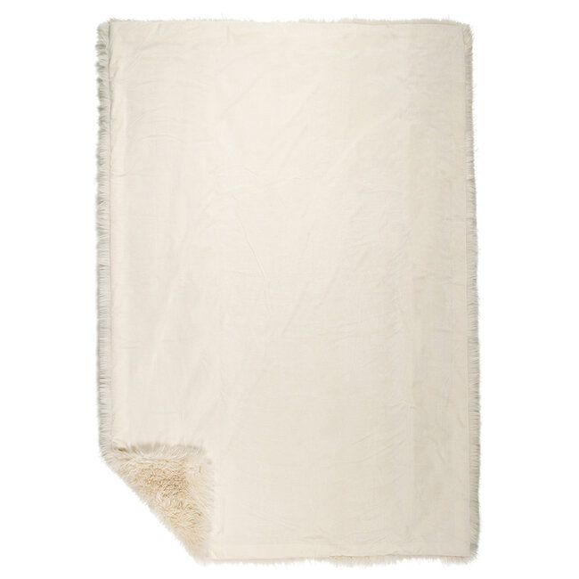 Mars & More plaid teddy langhaar all over gebroken wit 130x170cm