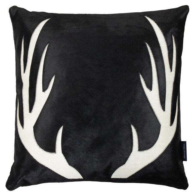 Mars & More kussen koe gewei zwart 45x45cm