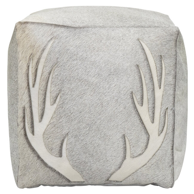 Mars & More poef koehuid vierkant gewei grijs 45x45x45cm