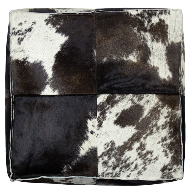 Mars & More poef koehuid vierkant bruin/wit 50x50x30cm