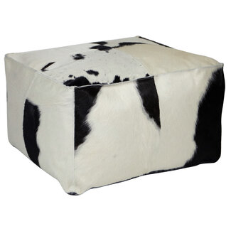 Mars & More poef koehuid vierkant zwart/wit 50x50x30cm Mars & More poef koehuid vierkant zwart/wit 50x50x30cm