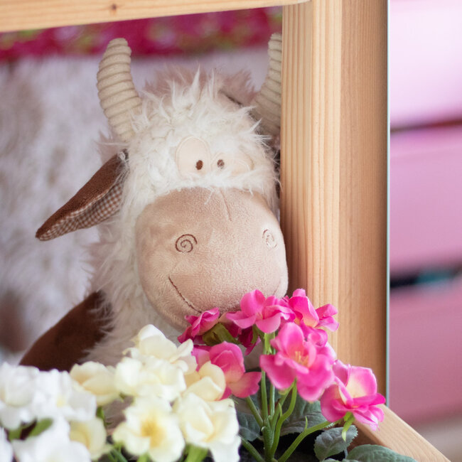 Mars & More knuffel lief langhaar koe 25cm