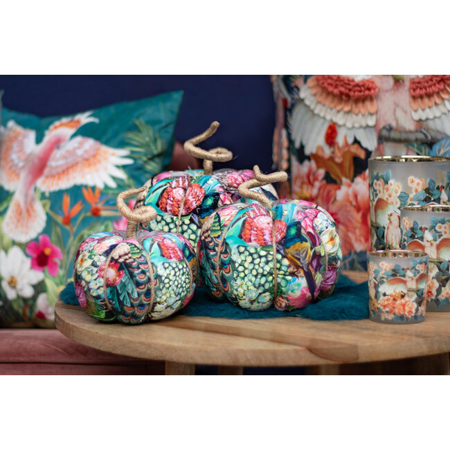 Mars & More handgemaakt decoratie fleury pompoen pauw bont small