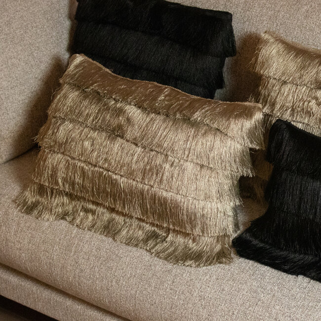 Mars & More groot kussen franjes goud 40x60cm