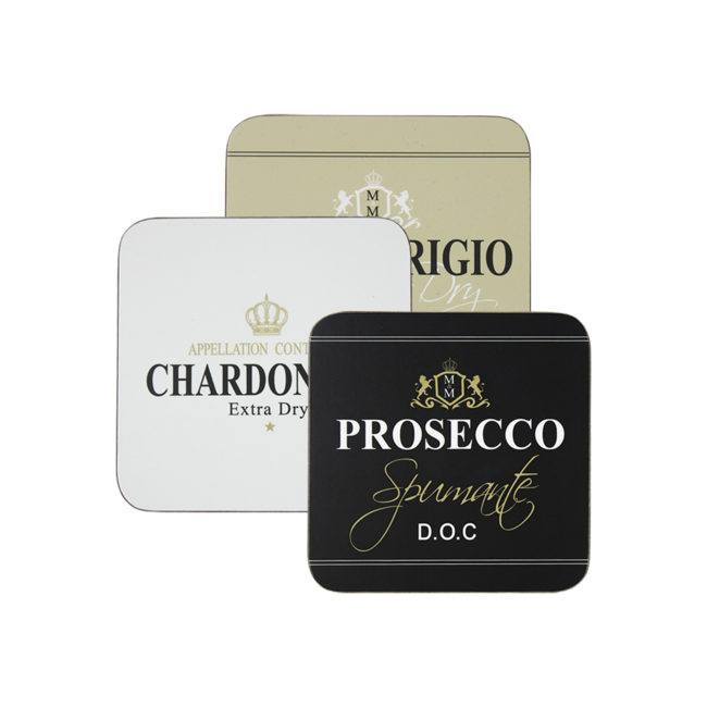 Mars & More onderzetter wijn chardonnay wit 10x10cm (6)