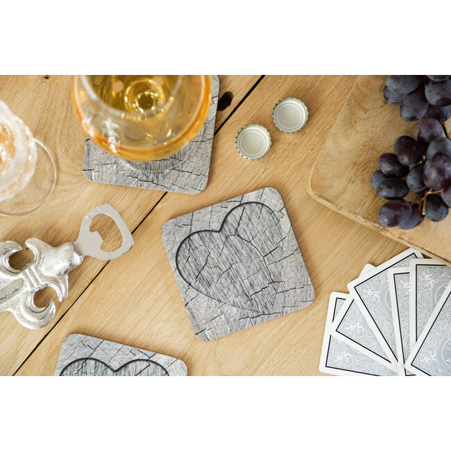 Mars & More onderzetter boomstam grijs hartjes 10x10cm (6)*