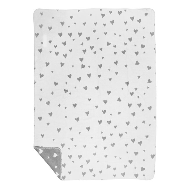 Mars & More plaid hartjes all over licht grijs 130x180cm