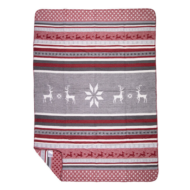 Mars & More plaid herten rood grijs 130x180cm