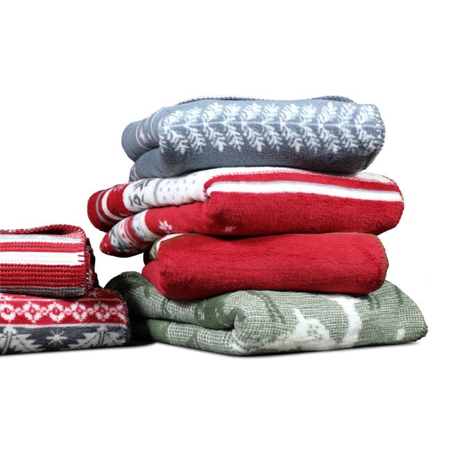 Mars & More plaid herten rood grijs 130x180cm