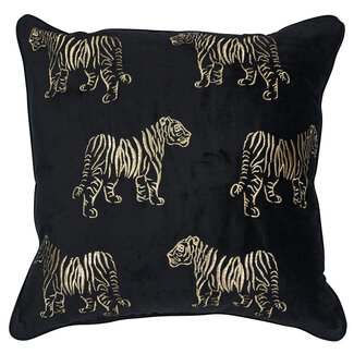 Mars & More *kussen fluweel zwart tijger 45x45cm*