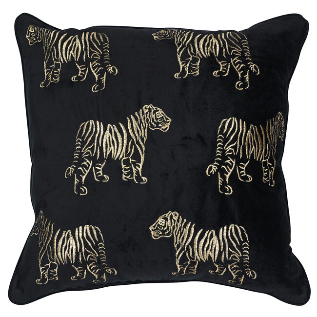 Mars & More *kussen fluweel zwart tijger 45x45cm*