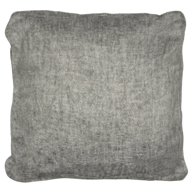 Mars & More *kussen wol look rafel grijs/wit 45x45cm*