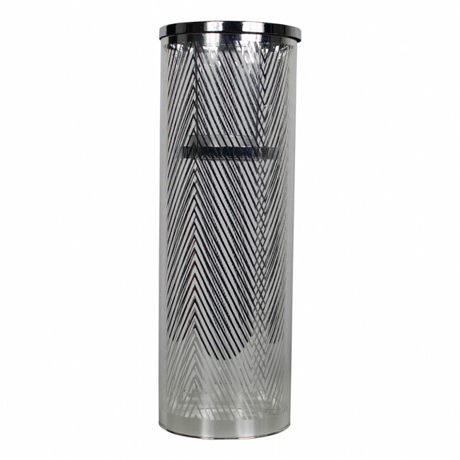 Mars & More *windlicht cilinder zilver visgraat breed large 35cm*