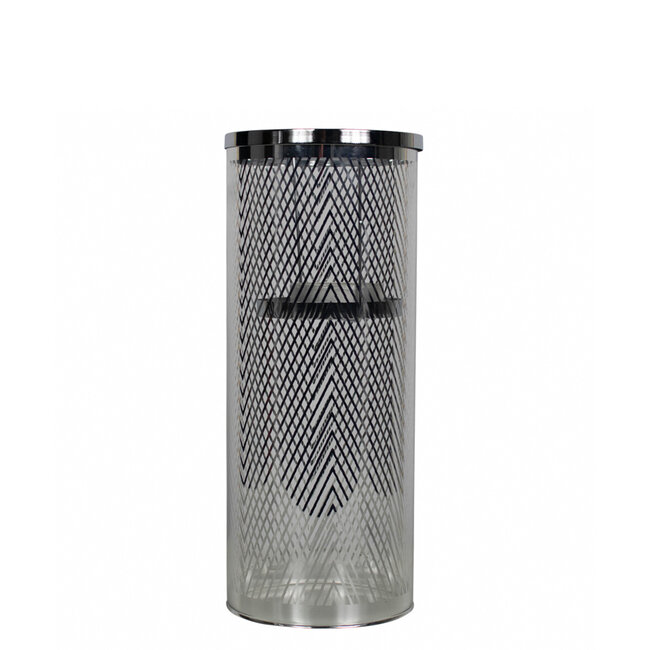 Mars & More *windlicht cilinder zilver visgraat breed medium 30cm*