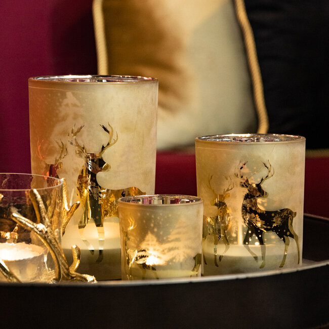 Mars & More Theelichthouder dansend hert goud medium 12cm