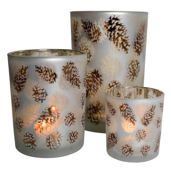 Mars & More Theelichthouder herfst dennenappel medium 12cm