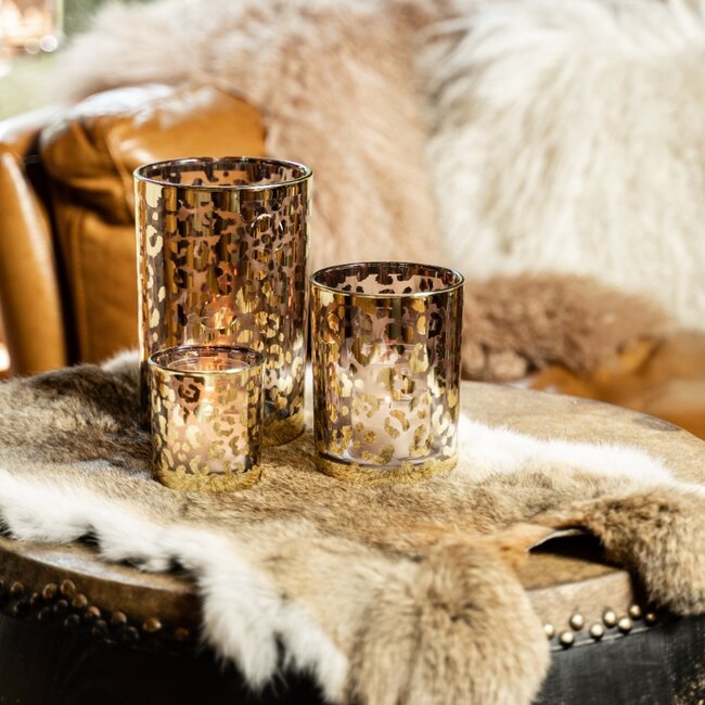 Mars & More *Theelichthouder luipaard stippen goud large 18cm*