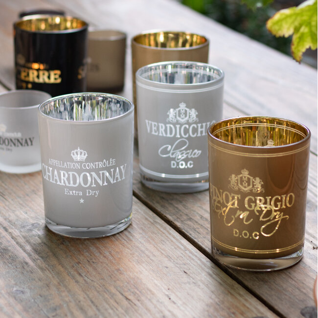 Mars & More Theelichthouder wijn pinot grigio taupe medium 12cm