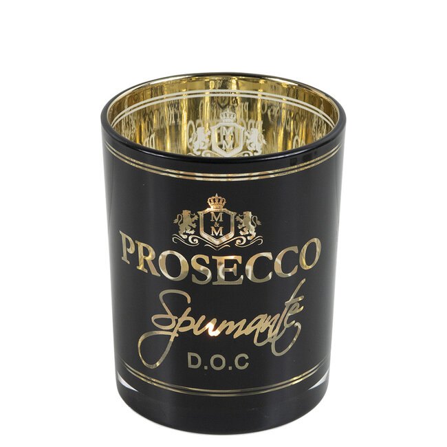 Mars & More Theelichthouder wijn prosecco zwart medium 12cm