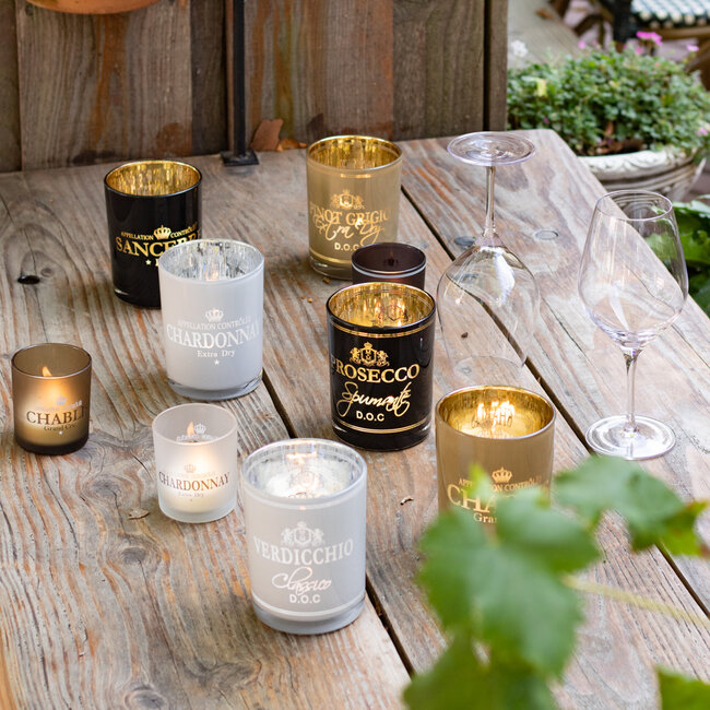 Mars & More Theelichthouder wijn prosecco zwart medium 12cm