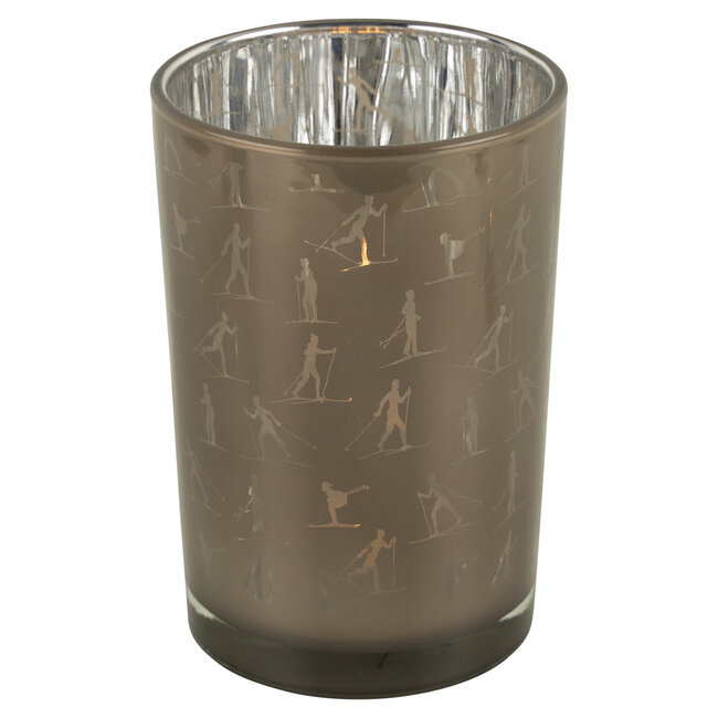 Mars & More Theelichthouder ski taupe zilver large 18cm